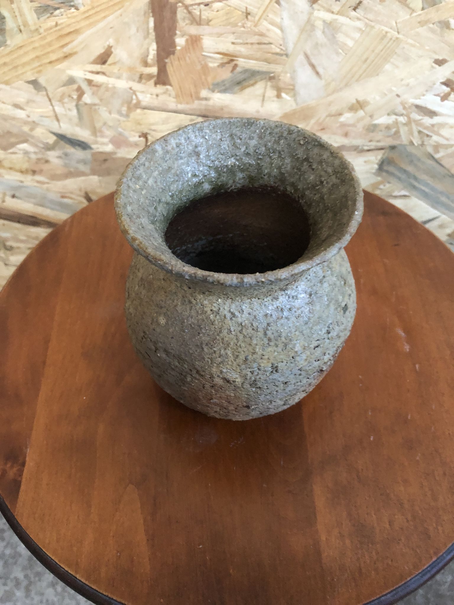 Ancien vase grès gris signé deco années 70 vintage