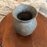 Ancien vase grès gris signé deco années 70 vintage