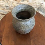 Ancien vase grès gris signé deco années 70 vintage