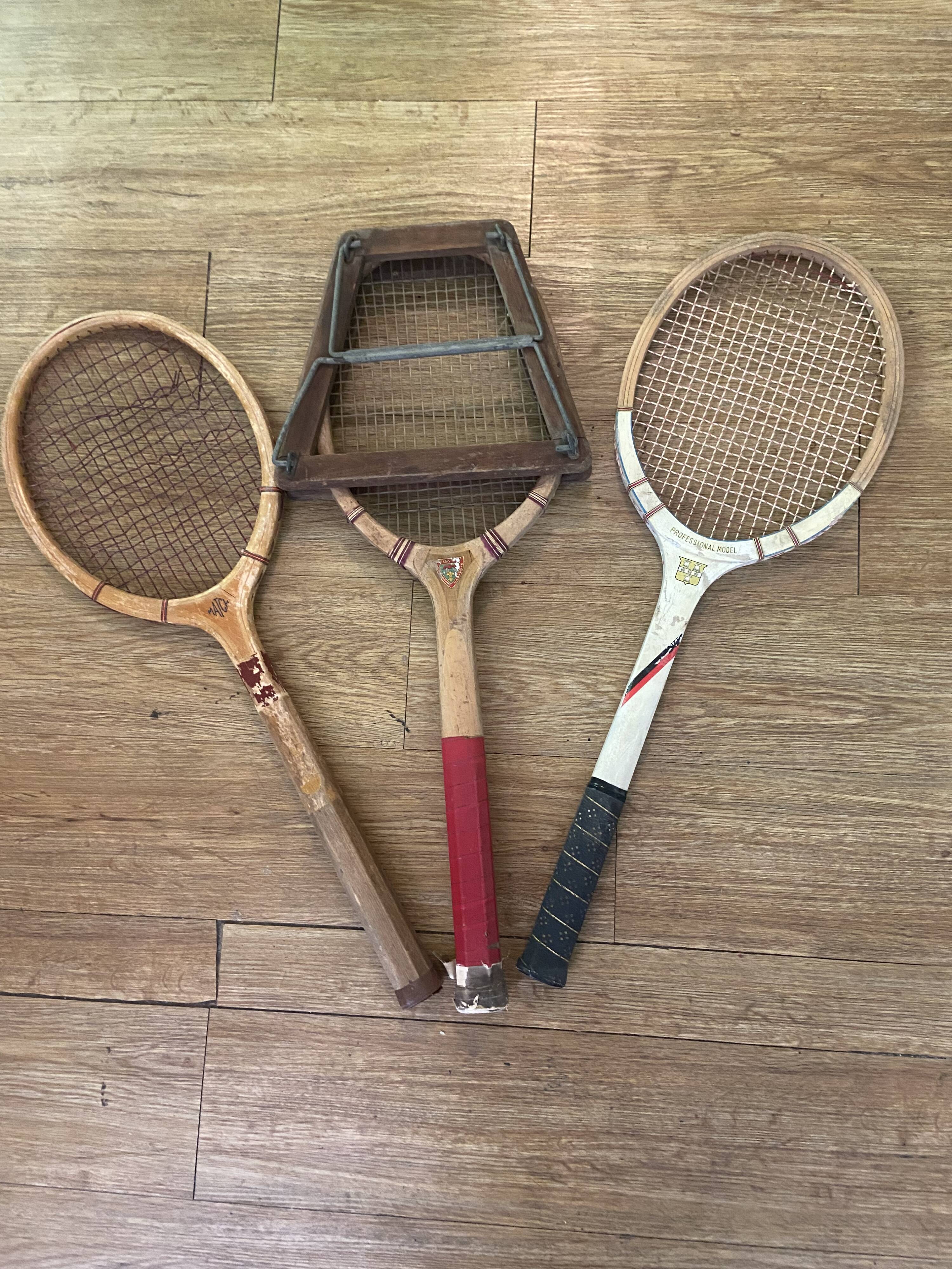 Trio of tennis rackets from the 60s