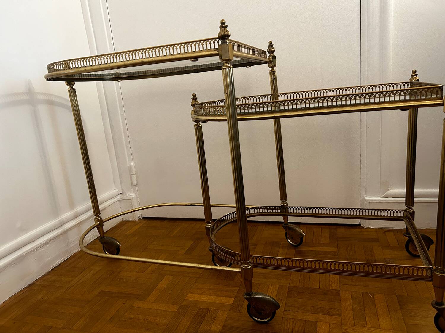 Brass and glass nesting table