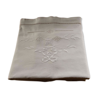 Embroidered linen sheet