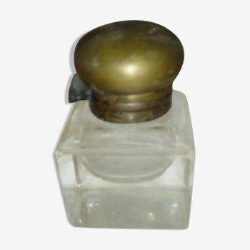Glass inkwell & copper cap, 1950