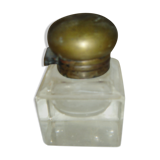 Encrier en verre & capuchon en cuivre, 1950