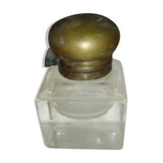 Glass inkwell & copper cap, 1950