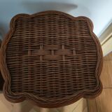 Woven wood and rattan plant stand