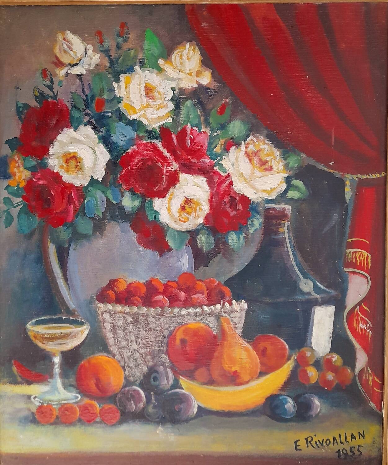 Nature morte, huile sur panneau 1955.
