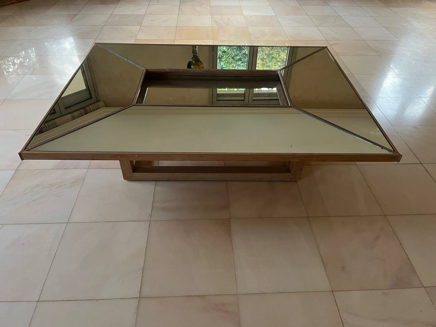 Oak and glass coffee table