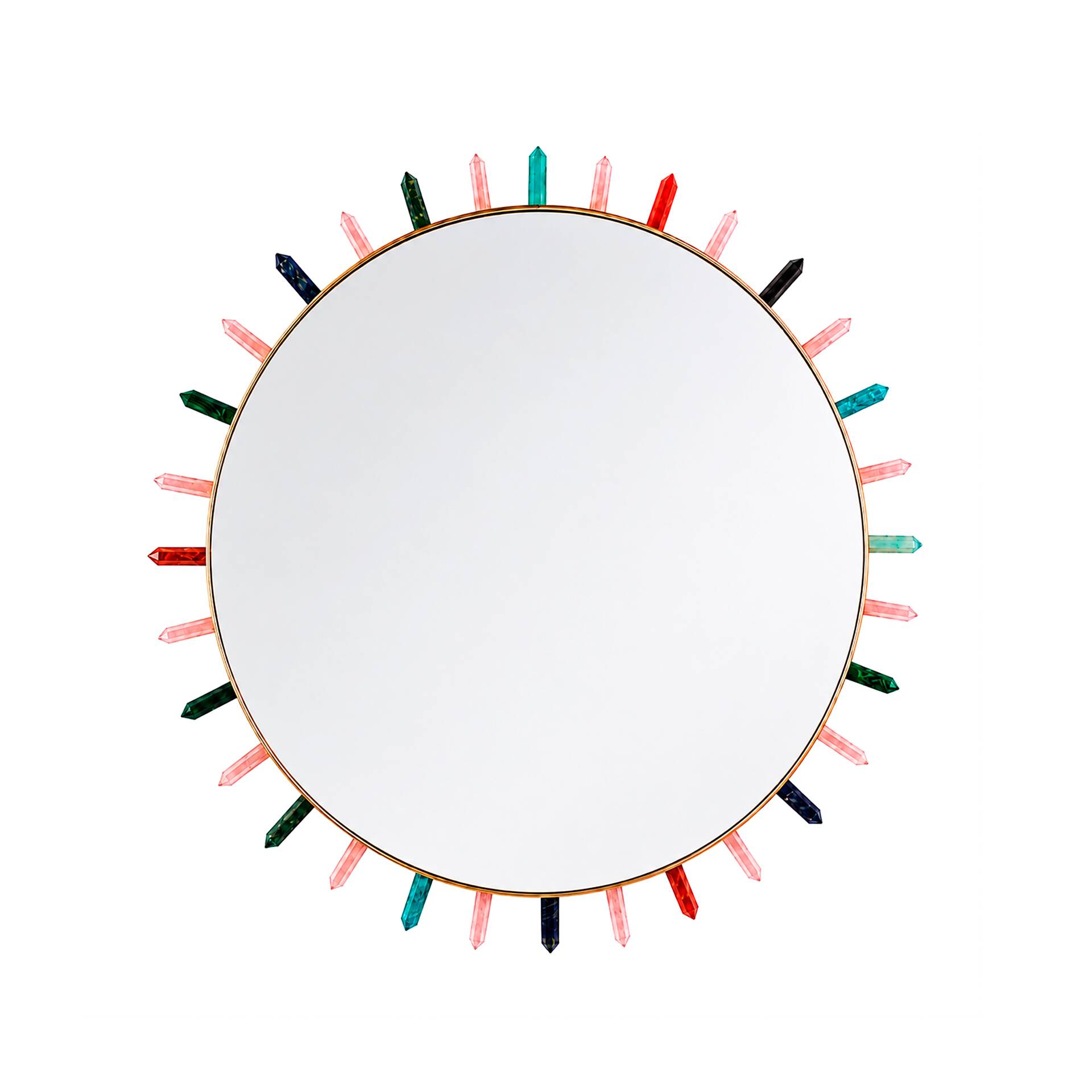Contemporary Round Mirror with Multicolored Semiprecious Stones by L.A.stud