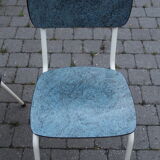 2 blue Formica cjaises, circa 1950