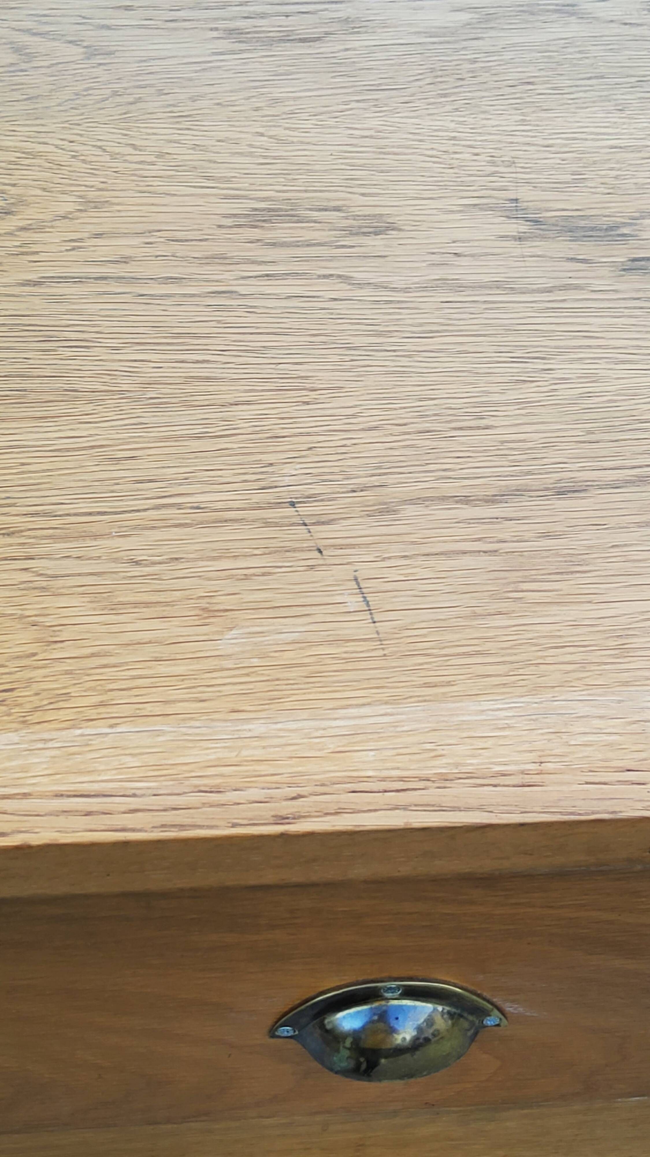 Vintage store chest of drawers in blond oak metal tube legs 4 drawers