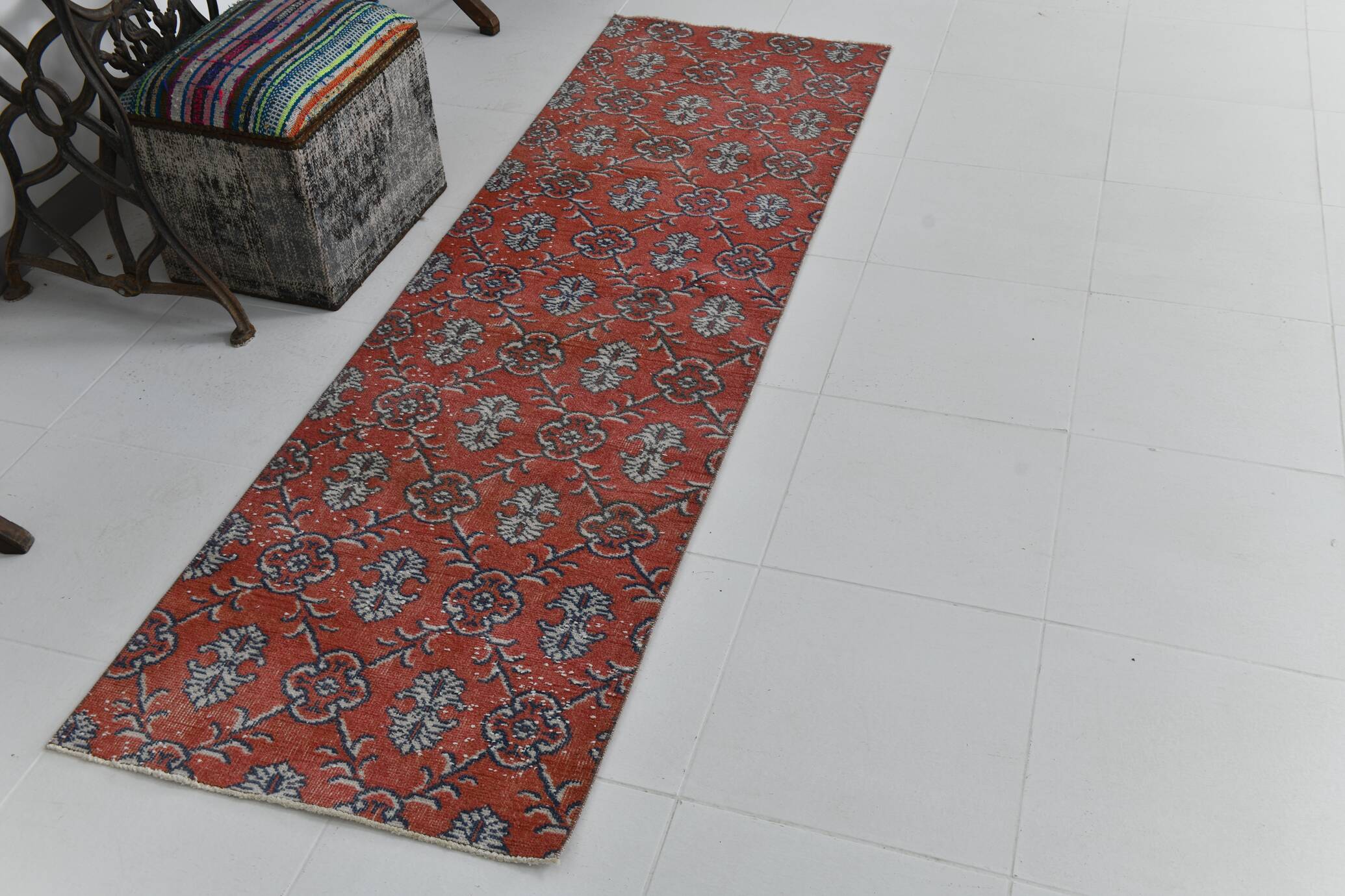 2x7 narrow vintage runner rug, 73x225cm