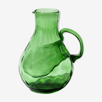 Green glass carafe