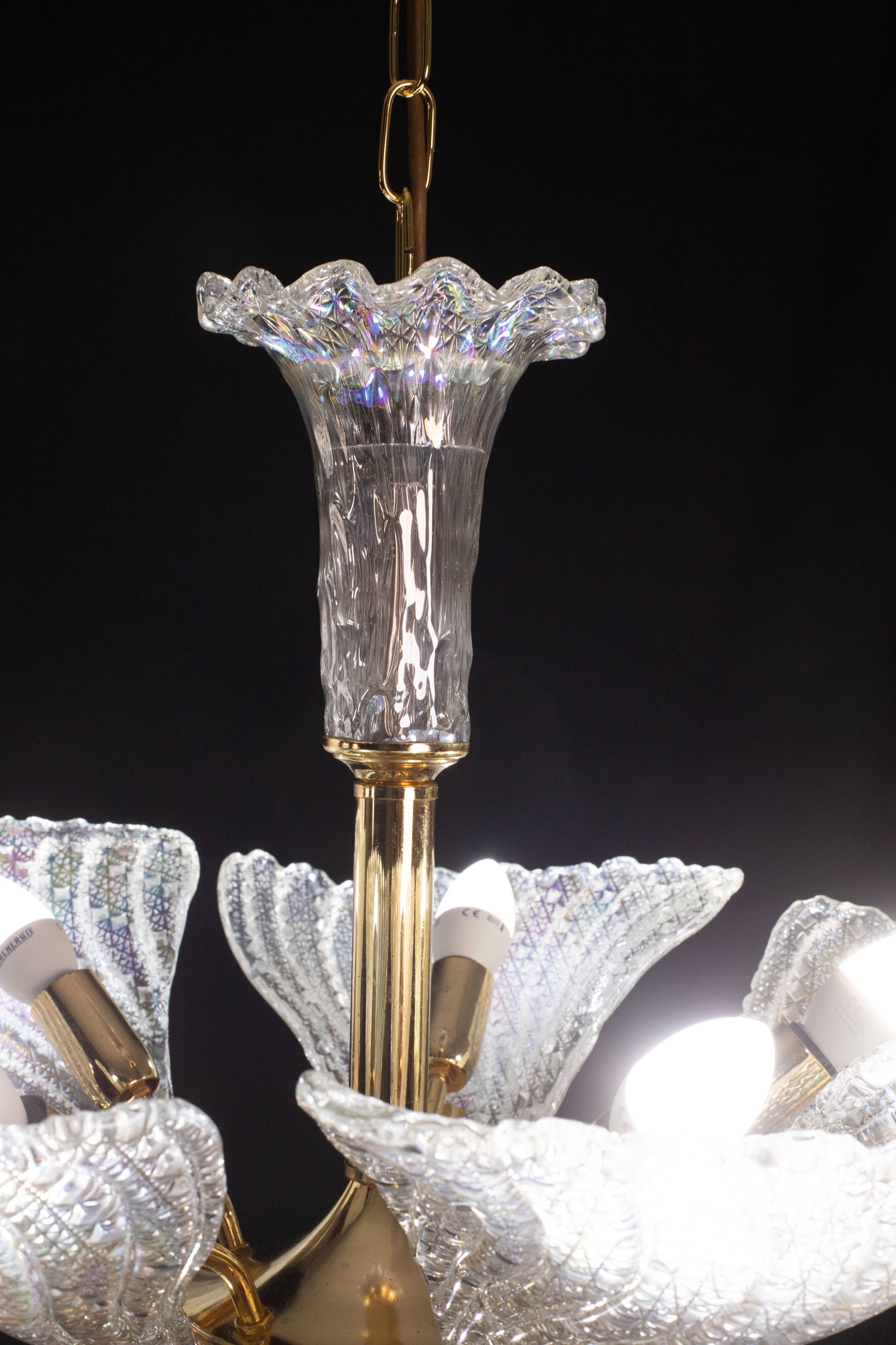 Elegant Murano Candlestick Iridescent Leaves