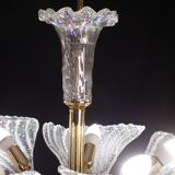 Elegant Murano Candlestick Iridescent Leaves