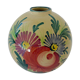 Vase "ball" decorated floral in polychrome earthenware glazed by Saint-Clement