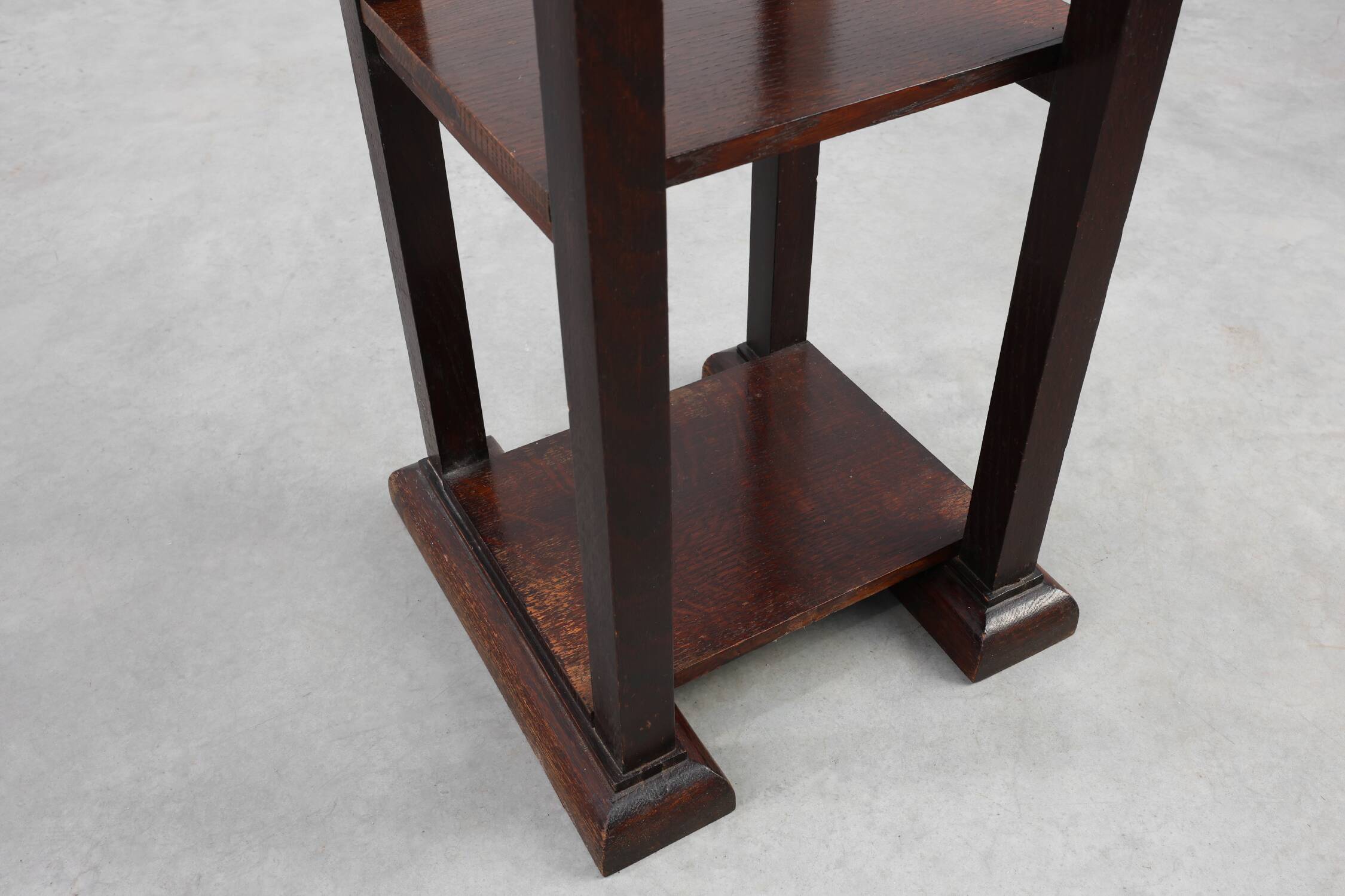 Art Deco dark oak pedestal, Belgium 1920s