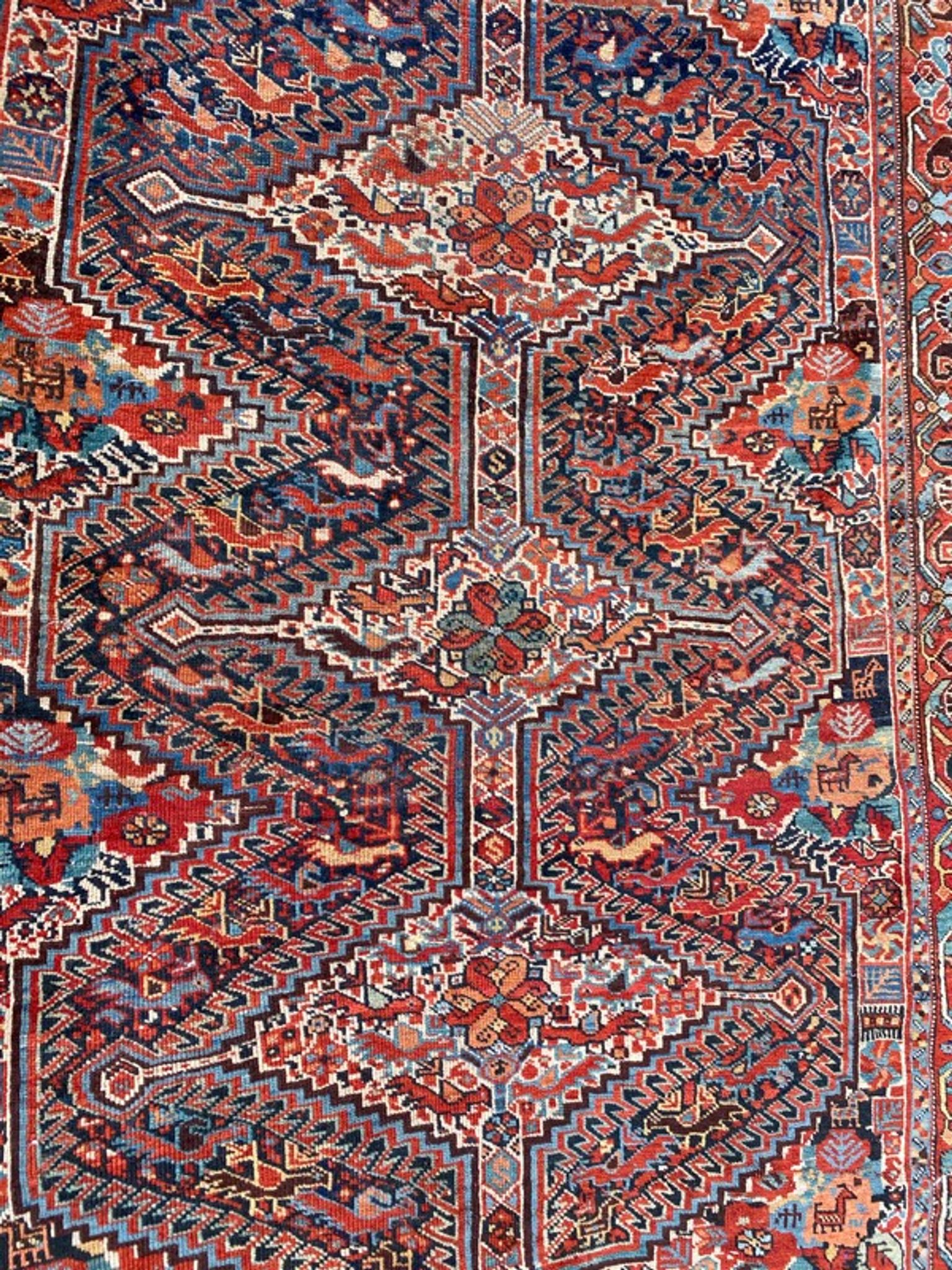 Ancient persian ghashghai carpet 130x182 cm