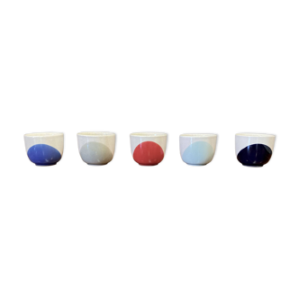 Suite of 5 large artisanal cups.