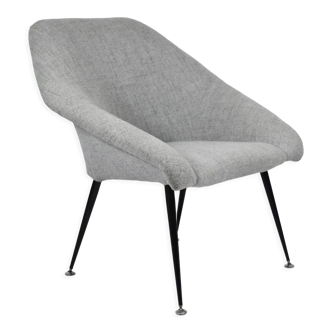 Vintage armchair Eva, restored, 1960s, grey