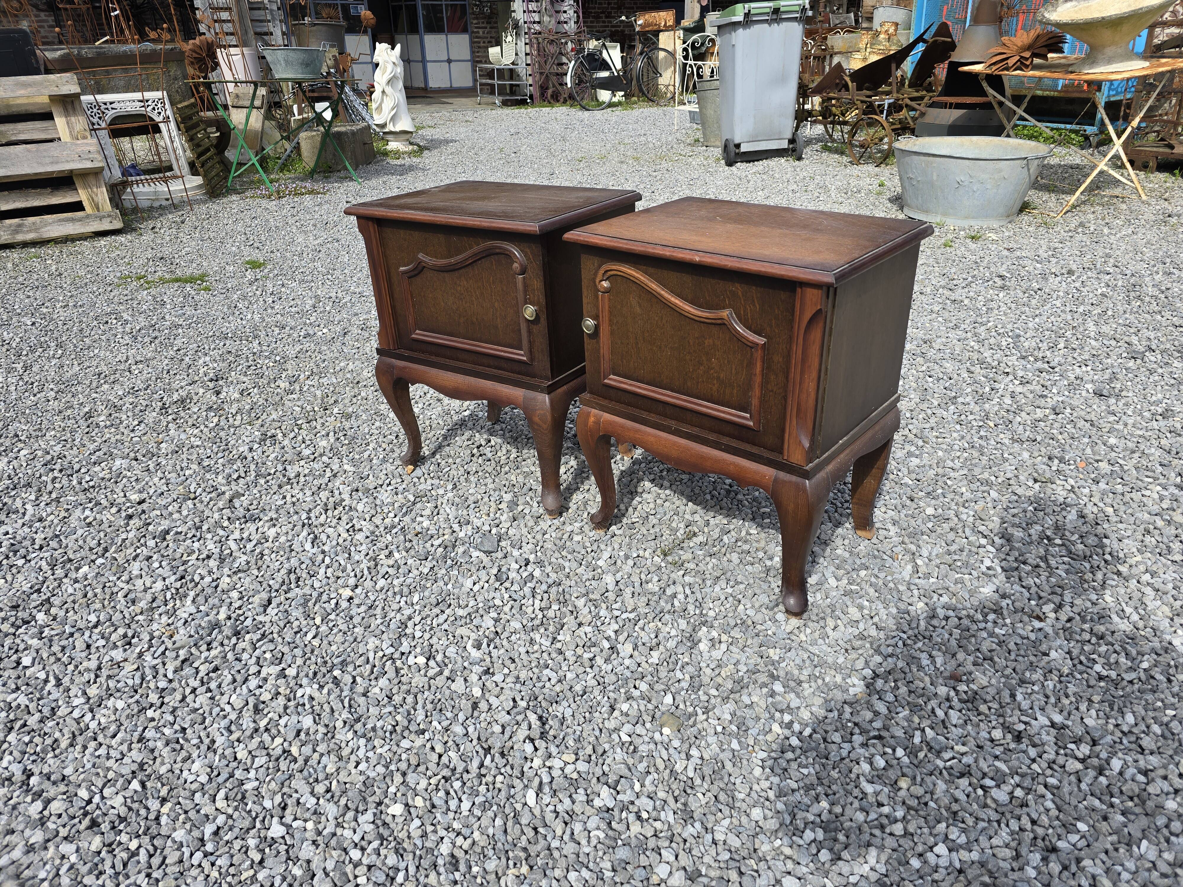 Pair of Louis XV style oak bedside tables