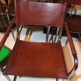 Set of 6 brown leather armchairs