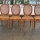 4 caned Louis XVI medallion dining chairs from the 19th century.