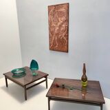 Rectangular Ebonized Walnut and Glass Coffee Table, Italy