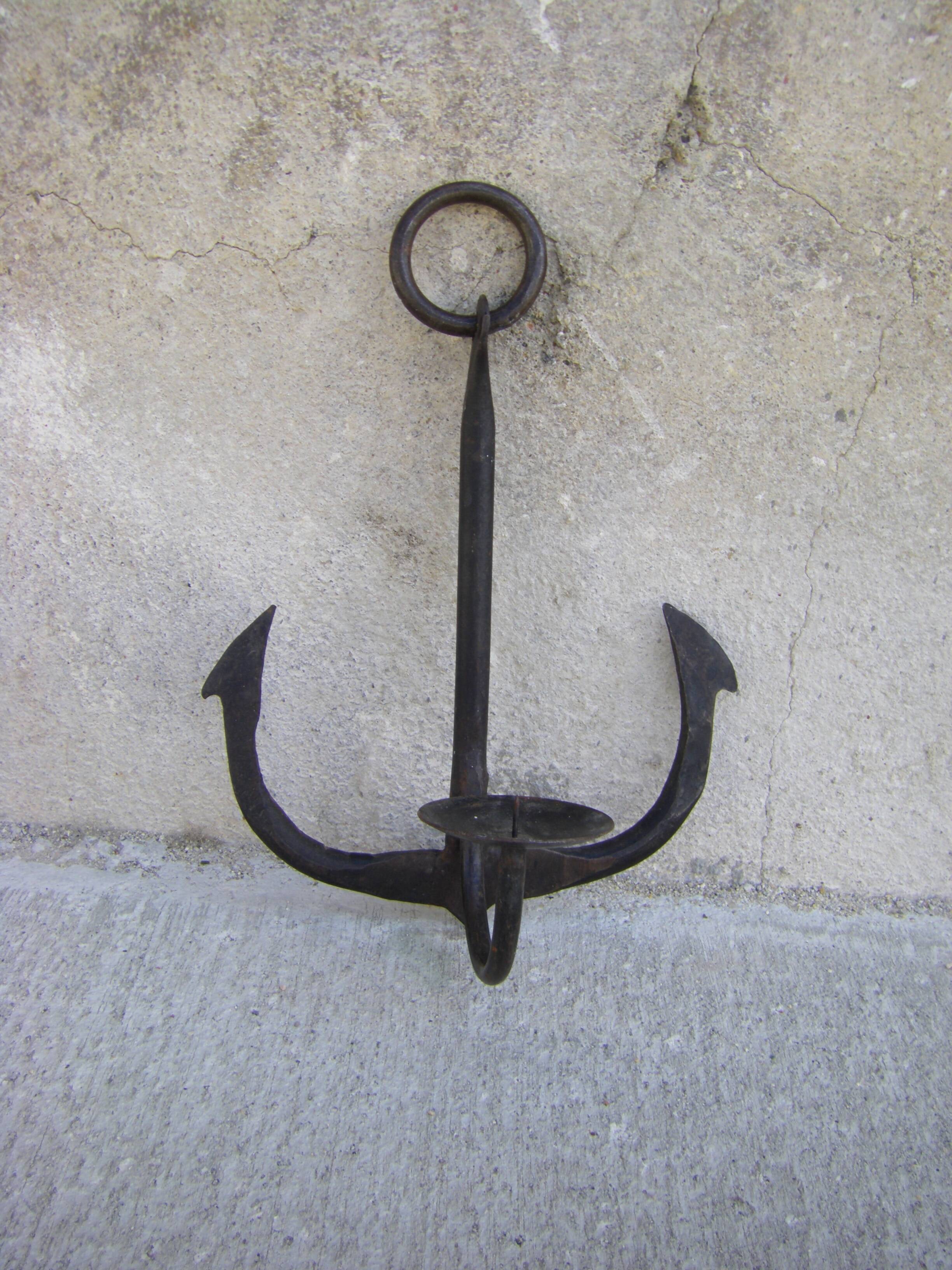 Candle holder wrought iron marine anchor