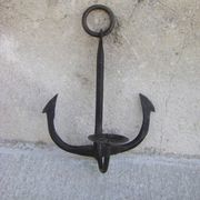 Porte-bougies ancre marine en fer forgé
