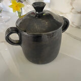 Black ceramic covered pot – Vallauris, 1950s