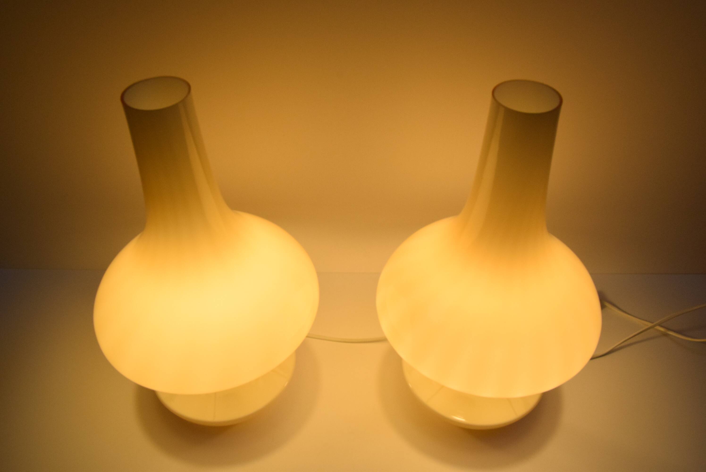 Pair of mid-century Table Lamps, Osvětlovací sklo závod Janštejn, Czechoslovakia, 1970