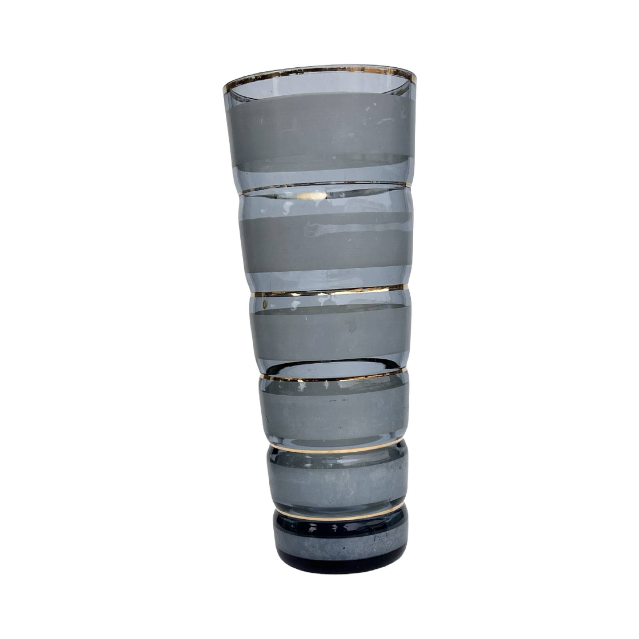 Smoked glass vase with gold stripe decoration, 1960s/1970s.