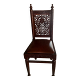 Set of 6 Indian-style carved wooden chairs