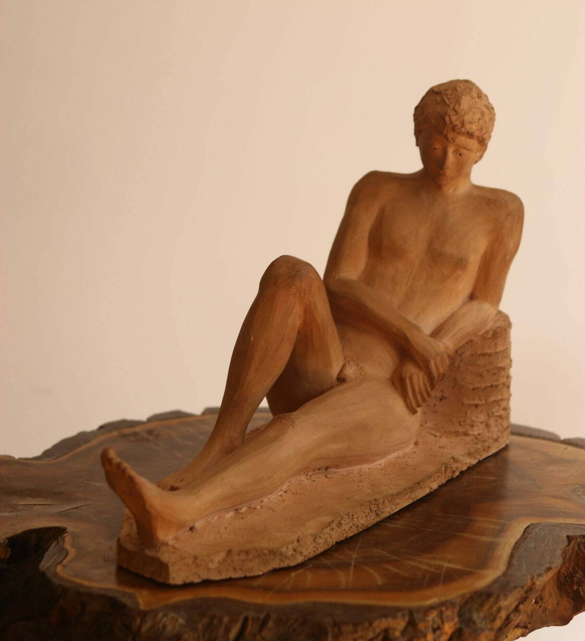 Terracotta young man lying nude, 1988