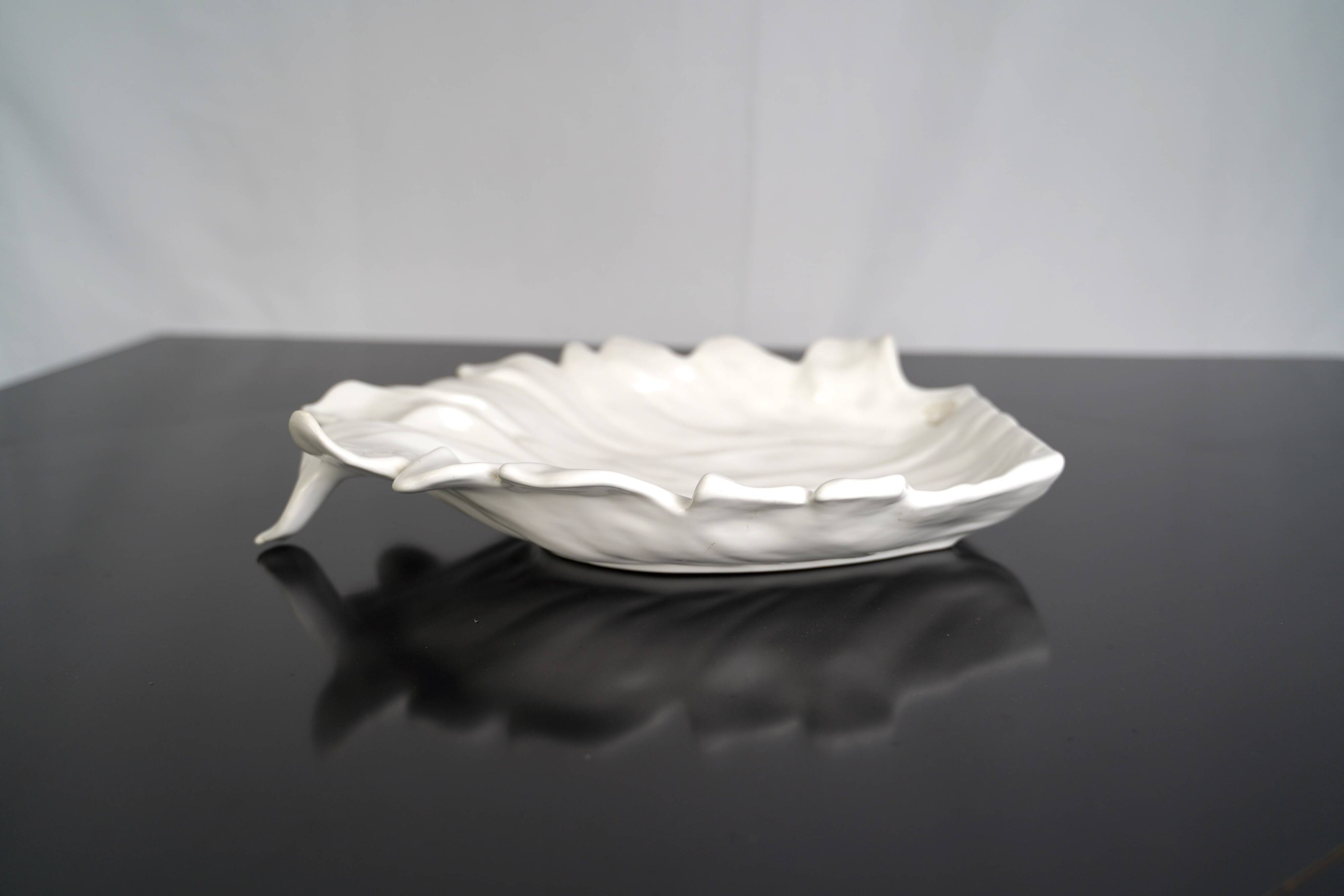 Large Tommaso Barbi White Ceramic Centerpiece, Italy, 1970s