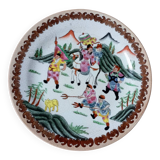 Antique Asian polychrome porcelain plate, hunting scene