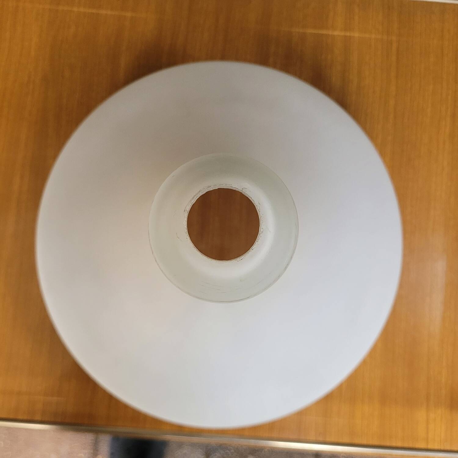 Opaline suspension lampshade — screen-printed cashmere design — 60s