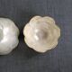 2 flower-shaped cups in mother-of-pearl and brass, 70s-80s