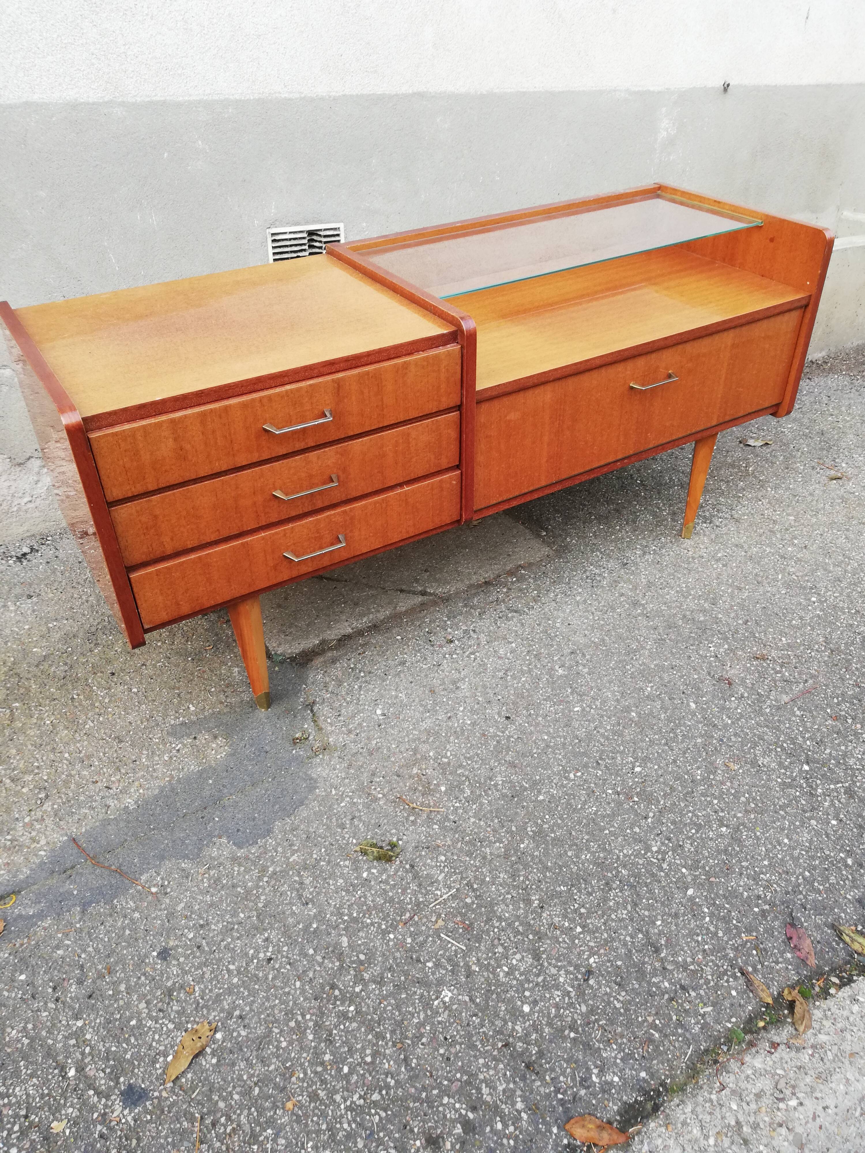 Vintage chest of drawers 3 drawers 1 flap