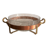 Ancien plat Gratin Légumier Verre Moulé Mid Century Vintage
