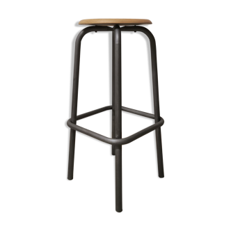 Industrial metal and wood stool