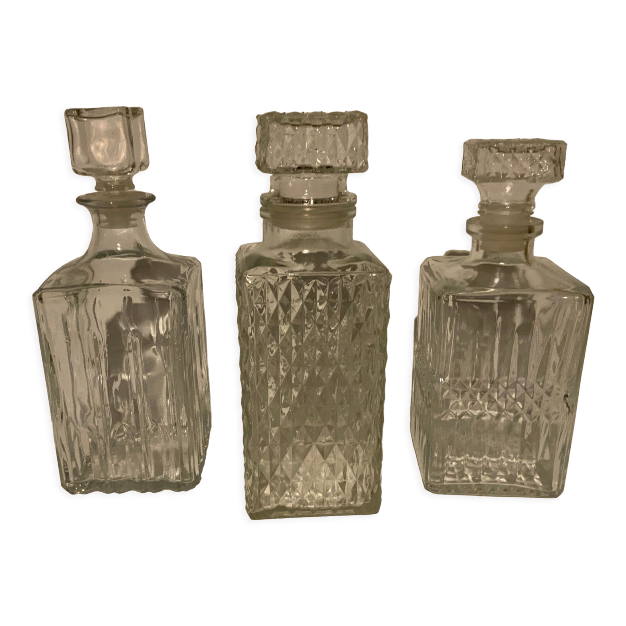 3 Selency x Monoprix Croisé Laroche whisky decanters