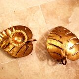 Pair of golden leaf wall light from the 70s