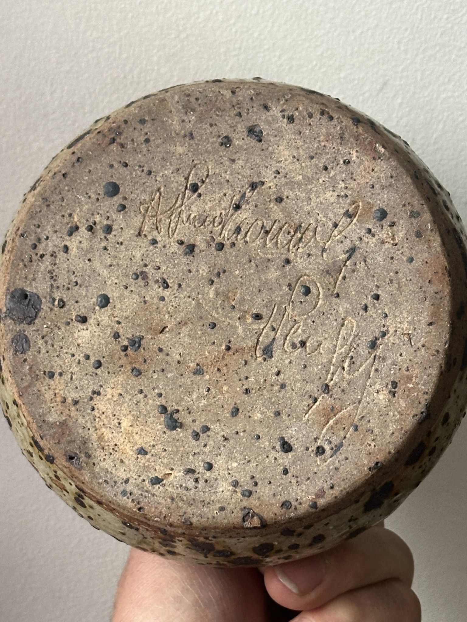 Vase céramique grès pyrité vintage design années 60