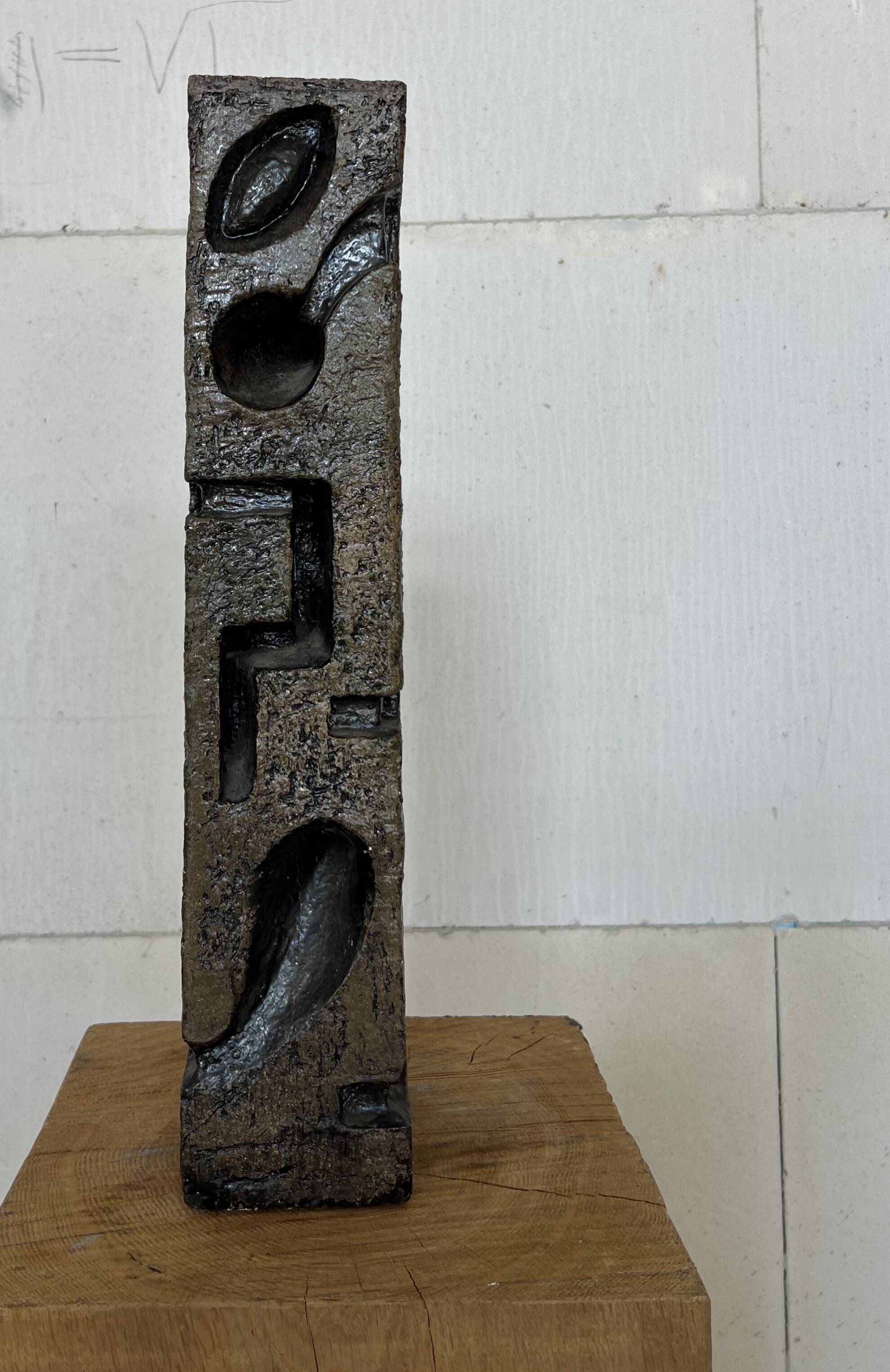 Large Brutalist Ceramic Sculpture – Abstract Totem Form, c. 1960s–70s