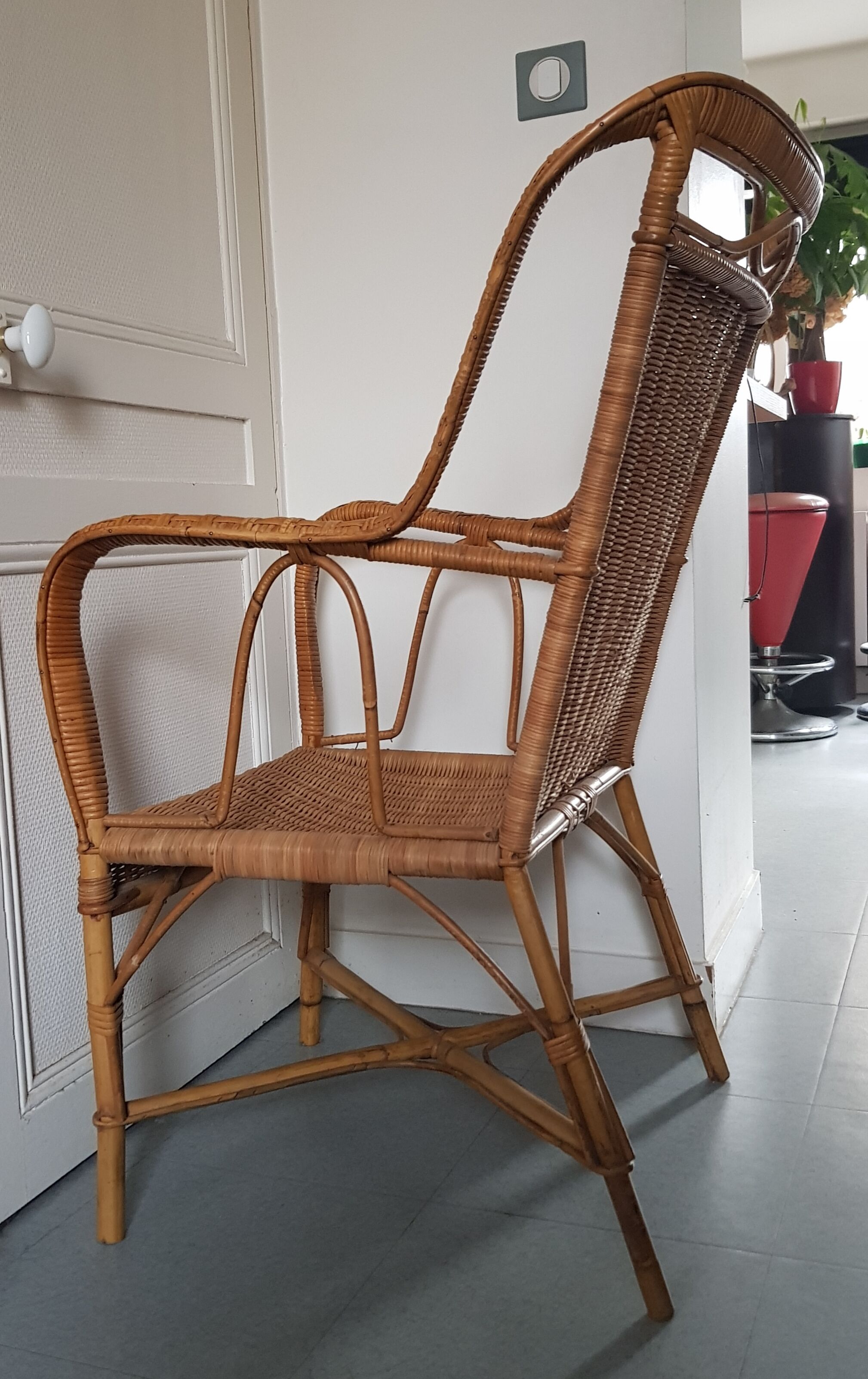 Fauteuil rotin 1950 circa