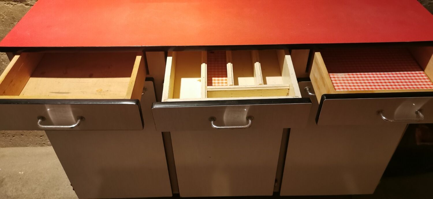 Red formica sideboard