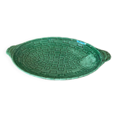 Plat en barbotine de bambou vert Sarreguemines