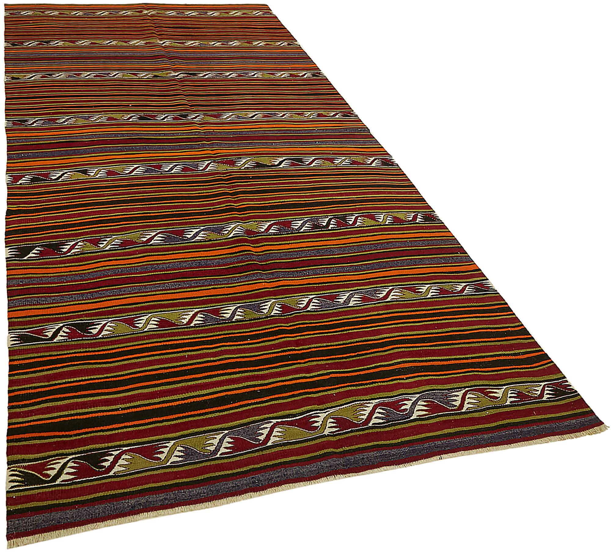 Turkish Handmade Vintage Anatolian Kilim 155 cm x 335 cm